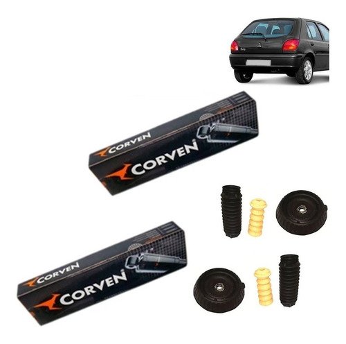 2 amortecedor traseiro fiesta 97 98 99 2000 a 2002 kit+coxim
