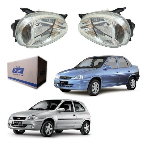 2 farol orgus corsa 94 a 2002 classic 2003 a 2010 lente lisa