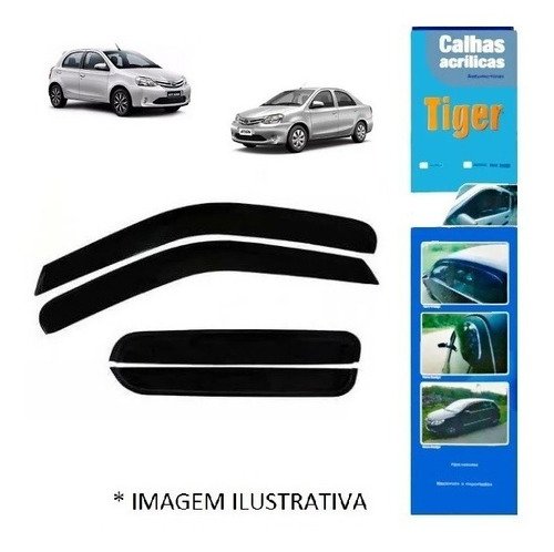 Calha de chuva defletor etios 4p hatch e sedan acrílico fumê