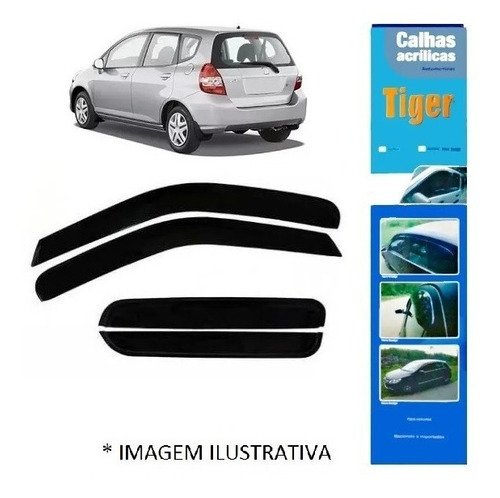 Calha de chuva honda fit 4p 2003 2004 2005 2006 2007 fumê