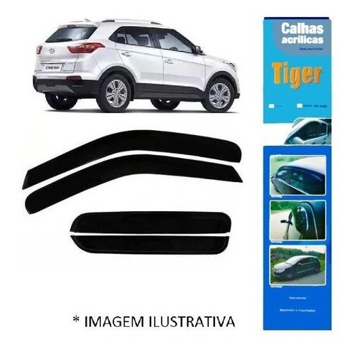 Calha de chuva hyundai creta 2016 2017 2018 2019 2020 fumê