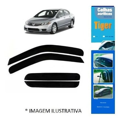 Calha de chuva new civic 4p 2007 2008 2009 2010 2011 fumê jg