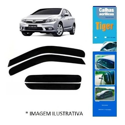 Calha de chuva new civic 4p 2012 2013 2014 2015 2016 fumê jg