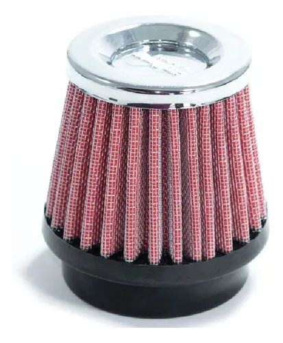 Filtro ar race chrome peq 52 mm tecido vermelho b. borracha