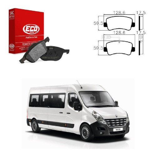 Jg pastilha freio traseira renault master 2.3 dci 2013/2019