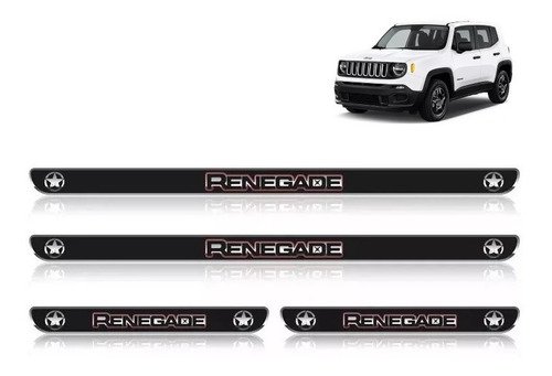 Jg soleira jeep renegade 4 peças resinada preta auto colante