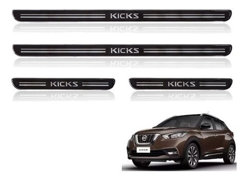 Jg soleira kicks 2017 2018 4 pçs resinada preta auto colante