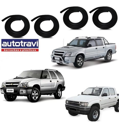 Jogo 4 borracha porta s10 blazer 2001/2011 hilux 2002/2004