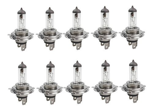 Kit 10 lampada farol h4 12v 60/55w halogena (comum) inmetro