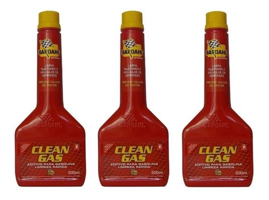 Kit 3 aditivo combustivel gasolina clean gas 200ml bardahl