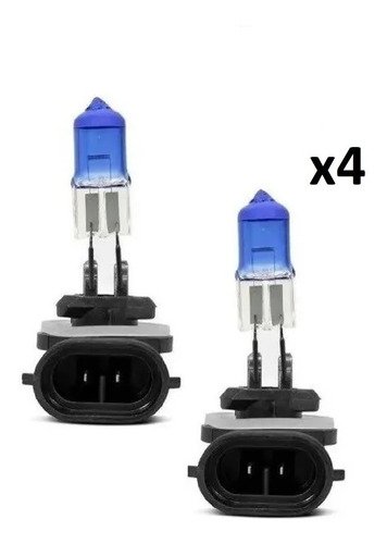 Kit 4 pares lampada super branca h27 12v 27w 8500k inmetro