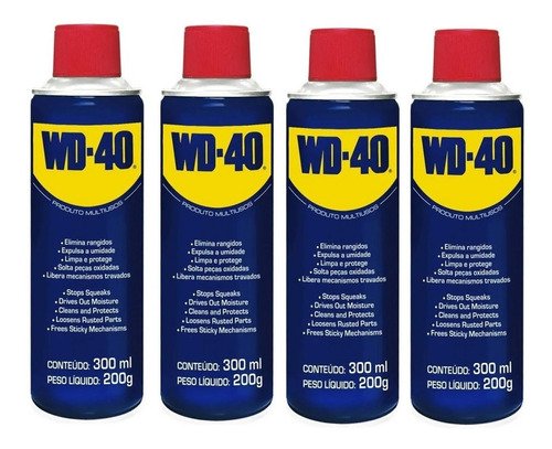 Kit 4 wd-40 spray desengripa lubrifica elimina rangido 300ml
