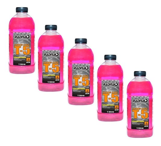 Kit 5 aditivo radiador rosa concentrado (1 litro x5) radnaq