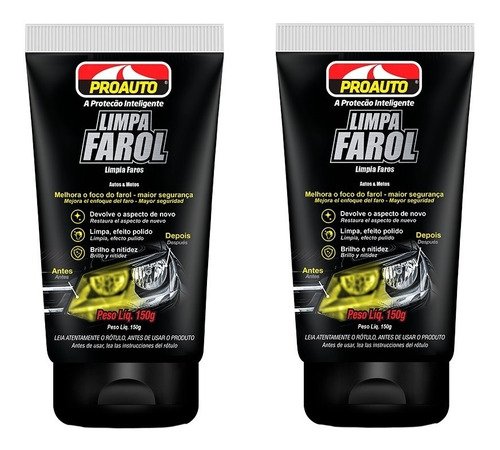 Kit c/ 2 limpa farol efeito de novo e polido proauto 150g