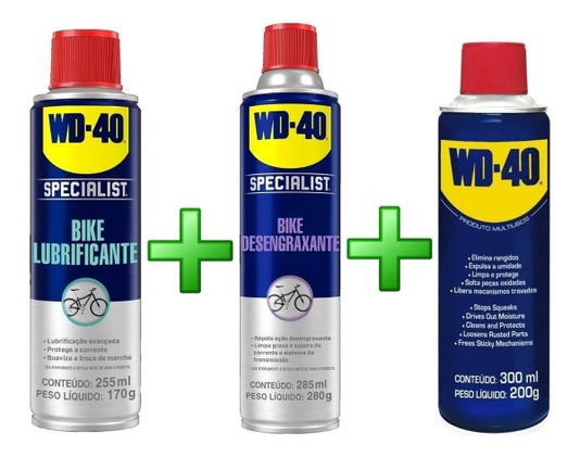 Kit wd-40 bike lubrifica corrente + desengraxa + desengripa