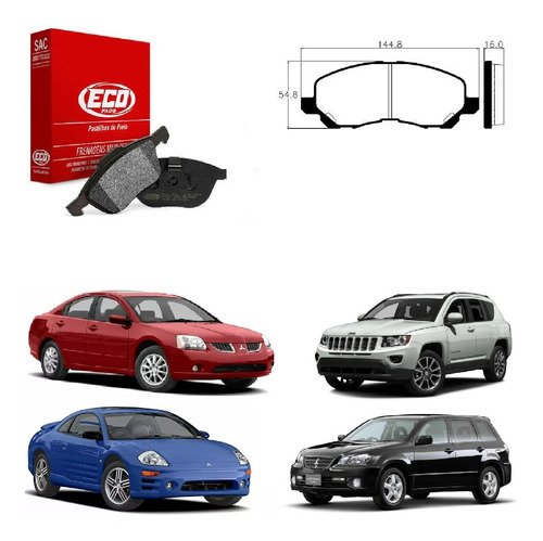 Pastilha freio dianteira p/ mitsubishi asx 2.0 16v 2011-2017