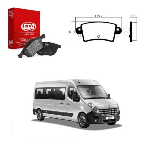 Pastilha freio traseira master 2.5 16v 2008 2009 2010 2011