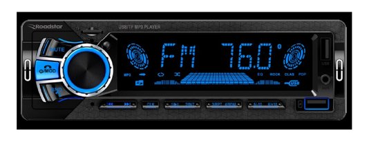 Som de carro roadstar bluetooth usb radio fm painel 7 cores