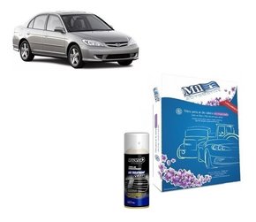 2 filtro cabine + limpa ar condicionado civic 2001 2002 2003 2004 2005