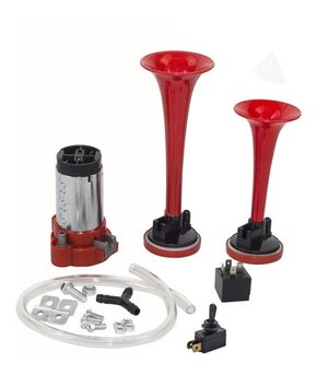 Buzina 2 cornetas 12v universal + compressor e mangueira