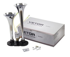 Buzinas 2 cornetas cromada caminhão 12v metal (+ solenoide)