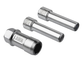 Conjunto com soquete vazado 19mm e 2 adaptadores para porca
