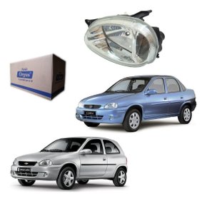 Farol esquerdo corsa 94/2002 classic 2003 a 2010 lente lisa