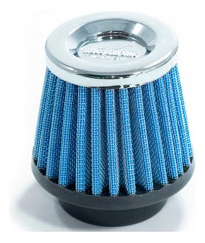 Filtro ar race chrome peq 52 mm tecido azul b. borracha