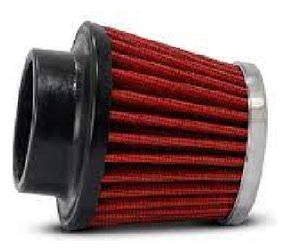 Filtro ar race chrome peq 52 mm tecido vermelho b. borracha