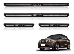 Jg soleira kicks 2017 2018 4 pçs resinada preta auto colante