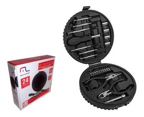 Jogo de ferramentas alicate fenda philips 24 peças + maleta