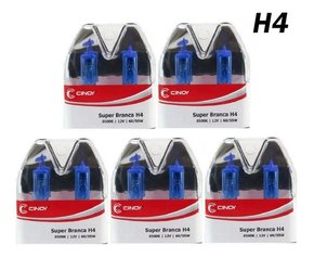Kit 5 pares lâmpada h4 super branca 8500k 60/55w 12v inmetro
