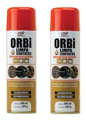 Kit c/ 2 spray limpa contato eletrico eletronico orbi 300ml