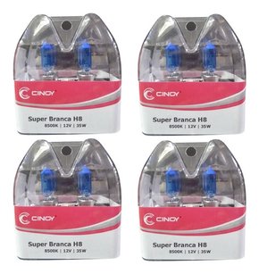Kit c/ 4 pares lampada super branca h8 35w 12v 8500k inmetro