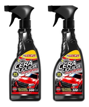 Kit com 2 un cera líquida super brilho 500ml luxcar carnaúba