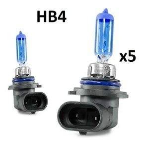 Kit com 5 pares lampada super branca hb4 9006 51w 12v 8500k