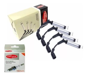 Kit delphi cabos + velas gol g4 g5 voyage g5 fox 1.0 1.6 8v flex xs10554 xh40006