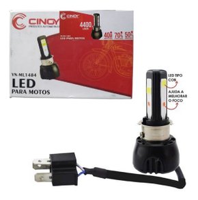 Lampada farol led moto + reator 12v h4/m5/hb26 6000k 4400lm