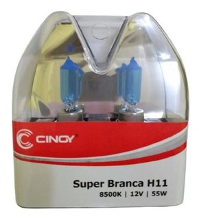 Par lampada super branca h11 55w 12v 8500k inmetro
