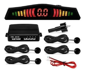 Sensor estacionamento ré 4 sensores preto display led e bip