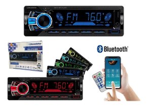 Som de carro roadstar bluetooth usb radio fm painel 7 cores